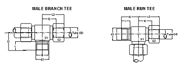 Flareless Tube Male Tee Parallel