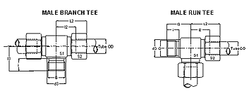 Flareless Tube Male Tee Parallel