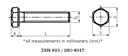 Stainless Steel Hex Head Screws Bolts Set Screws DIN 933