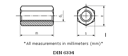 Stainless Steel Hexagonal Coupling Nuts DIN 6334